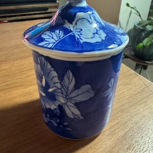 Blue Floral Ceramic Jar